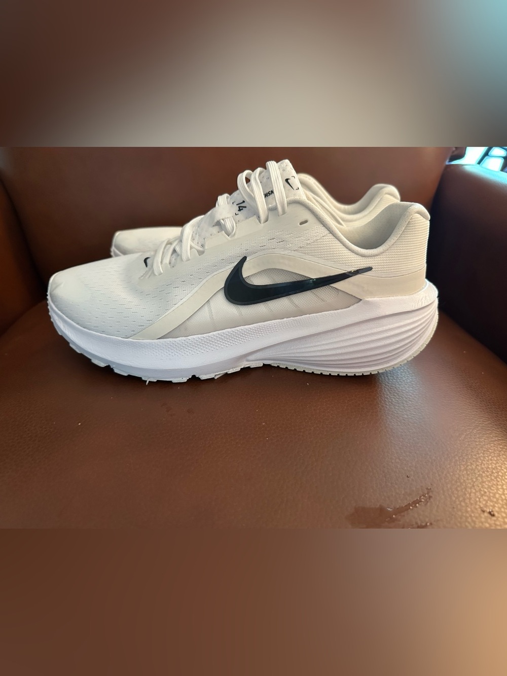 Nike Women's Cream/White Running Sneakers with Black Swoosh-Downshifter 14